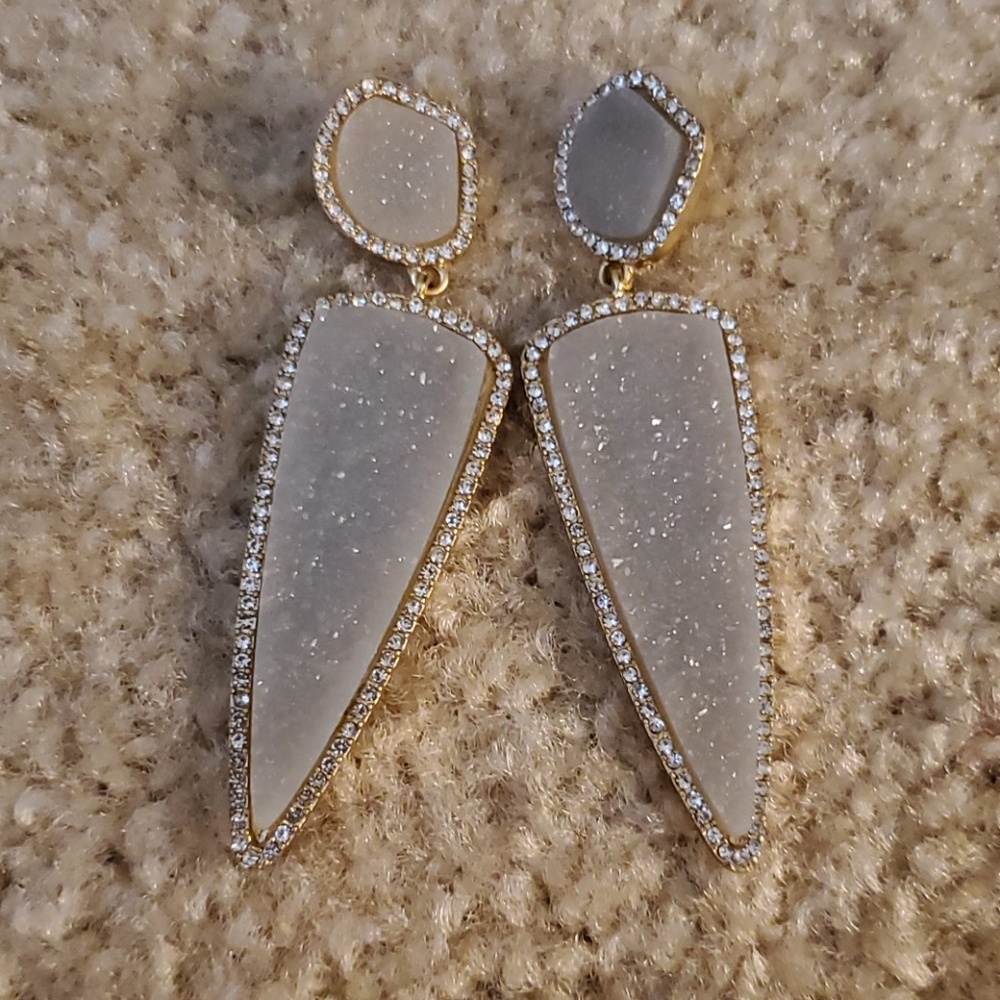 Anthropologie Druzy Quartz Earrings